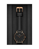 Daniel Wellington Classic Sheffield Black Dial Black Leather Strap Watch For Women - DW00100139