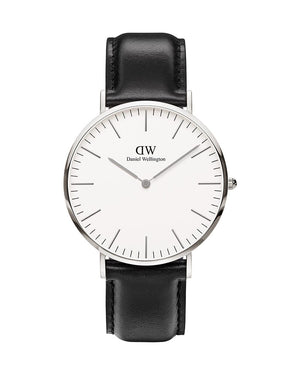Buy Shop Daniel Wellington Classic Sheffield White Dial Black Leather Strap Watch For Men - DW00100020 USA Online