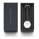 Daniel Wellington Classic Sheffield White Dial Black Leather Strap Watch For Men - DW00100020