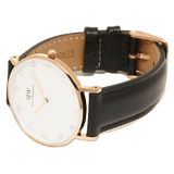 Buy Shop Daniel Wellington Classic Sheffield White Dial Black Leather Strap Watch For Women - DW00100076 USA Online
