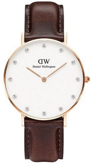 Buy Shop Daniel Wellington Classic Sheffield White Dial Brown Leather Strap Watch for Women - DW00100153 USA Online