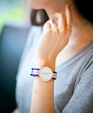 Buy Shop Daniel Wellington Classic South Hampton White Dial Two Tone Nylon Strap Watch For Women - DW00100034 USA Online