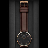 Buy Shop Daniel Wellington Classic St Mawes Black Dial Brown Leather Strap Watch For Men - DW00100124 USA Online