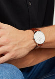 Buy Shop Daniel Wellington Classic St Mawes White Dial Brown Leather Strap Watch For Men - DW00100021 USA Online