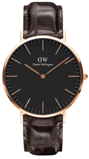 Buy Shop Daniel Wellington Classic York Black Dial Brown Leather Strap Watch For Men - DW00100128 USA Online