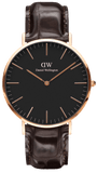 Buy Shop Daniel Wellington Classic York Black Dial Brown Leather Strap Watch For Men - DW00100128 USA Online