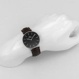 Buy Shop Daniel Wellington Classic York Black Dial Brown Leather Strap Watch For Men - DW00100134 USA Online
