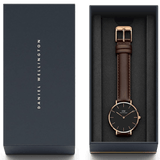 Buy Shop Daniel Wellington Classic York Black Dial Brown Leather Strap Watch For Women - DW00100140 USA Online