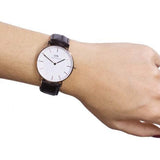 Buy Shop Daniel Wellington Classic York White Dial Brown Leather Strap Watch For Women - DW00100038 USA Online