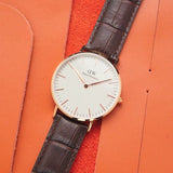 Buy Shop Daniel Wellington Classic York White Dial Brown Leather Strap Watch For Women - DW00100038 USA Online