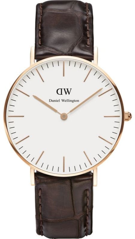Buy Shop Daniel Wellington Classic York White Dial Brown Leather Strap Watch For Women - DW00100038 USA Online