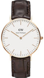 Buy Shop Daniel Wellington Classic York White Dial Brown Leather Strap Watch For Women - DW00100038 USA Online