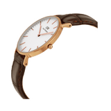Buy Shop Daniel Wellington Classic York White Dial Brown Leather Strap Watch For Women - DW00100038 USA Online