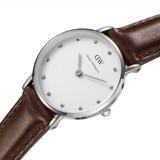 Buy Shop Daniel Wellington Classy Bristol White Dial Brown Leather Strap Watch For Women - DW00100070 USA Online
