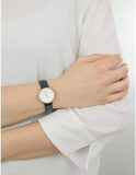 Buy Shop Daniel Wellington Classy Sheffield White Dial Black Leather Strap Watch For Women - DW00100060 USA Online