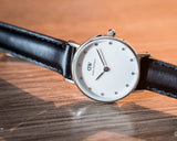 Buy Shop Daniel Wellington Classy Sheffield White Dial Black Leather Strap Watch For Women - DW00100068 USA Online
