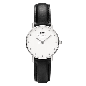 Buy Shop Daniel Wellington Classy Sheffield White Dial Black Leather Strap Watch For Women - DW00100068 USA Online