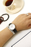 Buy Shop Daniel Wellington Classy Sheffield White Dial Black Leather Strap Watch For Women - DW00100080 USA Online