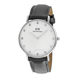 Buy Shop Daniel Wellington Classy Sheffield White Dial Black Leather Strap Watch For Women - DW00100080 USA Online