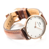 Buy Shop Daniel Wellington Classy St Mawes White Dial Brown Leather Strap Watch For Women - DW00100059 USA Online
