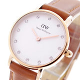 Buy Shop Daniel Wellington Classy St Mawes White Dial Brown Leather Strap Watch For Women - DW00100059 USA Online