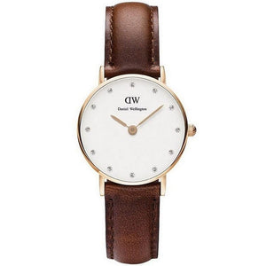 Buy Shop Daniel Wellington Classy St Mawes White Dial Brown Leather Strap Watch For Women - DW00100059 USA Online