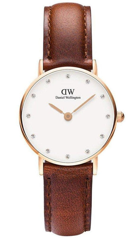 Buy Shop Daniel Wellington Classy St Mawes White Dial Brown Leather Strap Watch For Women - DW00100059 USA Online