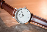 Buy Shop Daniel Wellington Classy St Mawes White Dial Brown Leather Strap Watch For Women - DW00100067 USA Online