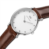 Buy Shop Daniel Wellington Classy St Mawes White Dial Brown Leather Strap Watch For Women - DW00100067 USA Online