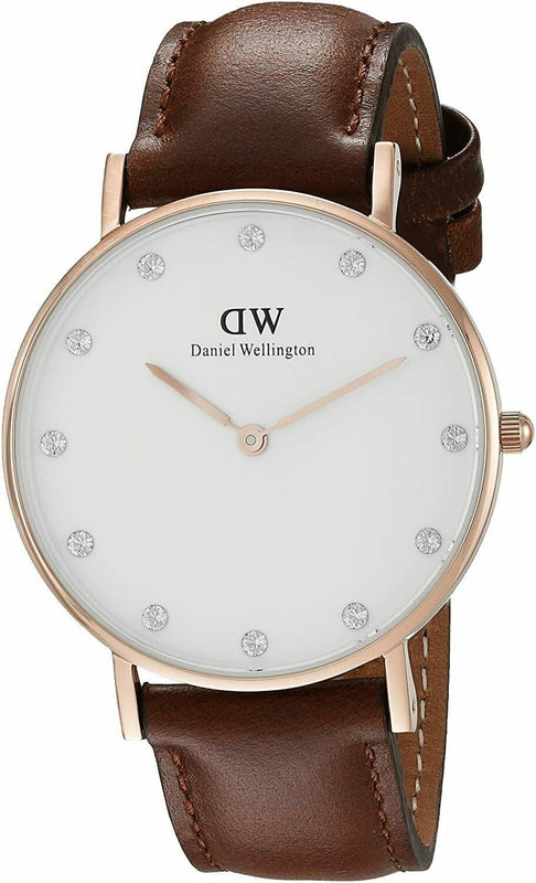 Buy Shop Daniel Wellington Classy St Mawes White Dial Brown Leather Strap Watch For Women - DW00100067 USA Online