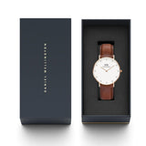 Buy Shop Daniel Wellington Classy St Mawes White Dial Brown Leather Strap Watch For Women - DW00100075 USA Online