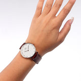 Buy Shop Daniel Wellington Classy St Mawes White Dial Brown Leather Strap Watch For Women - DW00100075 USA Online