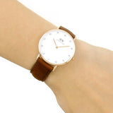 Buy Shop Daniel Wellington Classy St Mawes White Dial Brown Leather Strap Watch For Women - DW00100075 USA Online