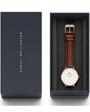 Buy Shop Daniel Wellington Classy St Mawes White Dial Brown Leather Strap Watch For Women - DW00100075 USA Online