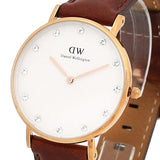 Buy Shop Daniel Wellington Classy St Mawes White Dial Brown Leather Strap Watch For Women - DW00100075 USA Online