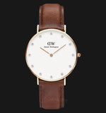 Buy Shop Daniel Wellington Classy St Mawes White Dial Brown Leather Strap Watch For Women - DW00100075 USA Online