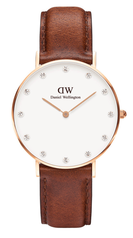 Buy Shop Daniel Wellington Classy St Mawes White Dial Brown Leather Strap Watch For Women - DW00100075 USA Online