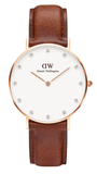 Buy Shop Daniel Wellington Classy St Mawes White Dial Brown Leather Strap Watch For Women - DW00100075 USA Online