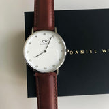 Buy Shop Daniel Wellington Classy St Mawes White Dial Brown Leather Strap Watch For Women - DW00100079 USA Online