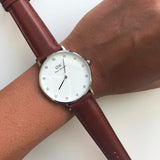 Buy Shop Daniel Wellington Classy St Mawes White Dial Brown Leather Strap Watch For Women - DW00100079 USA Online