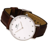 Buy Shop Daniel Wellington Classy St Mawes White Dial Brown Leather Strap Watch For Women - DW00100079 USA Online