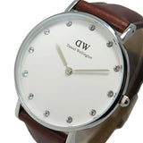 Buy Shop Daniel Wellington Classy St Mawes White Dial Brown Leather Strap Watch For Women - DW00100079 USA Online
