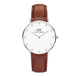 Buy Shop Daniel Wellington Classy St Mawes White Dial Brown Leather Strap Watch For Women - DW00100079 USA Online