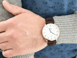 Buy Shop Daniel Wellington Dapper Bristol White Dial Brown Leather Strap Watch For Men - DW00100086 USA Online