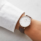Buy Shop Daniel Wellington Dapper Bristol White Dial Brown Leather Strap Watch For Women - DW00100090 USA Online