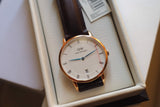 Buy Shop Daniel Wellington Dapper Bristol White Dial Brown Leather Strap Watch For Women - DW00100094 USA Online