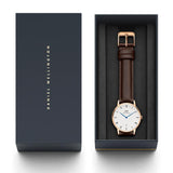 Buy Shop Daniel Wellington Dapper Bristol White Dial Brown Leather Strap Watch For Women - DW00100094 USA Online
