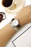 Buy Shop Daniel Wellington Dapper Bristol White Dial Brown Leather Strap Watch For Women - DW00100098 USA Online