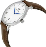 Buy Shop Daniel Wellington Dapper Bristol White Dial Brown Leather Strap Watch For Women - DW00100098 USA Online