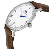 Buy Shop Daniel Wellington Dapper Bristol White Dial Brown Leather Strap Watch For Women - DW00100098 USA Online